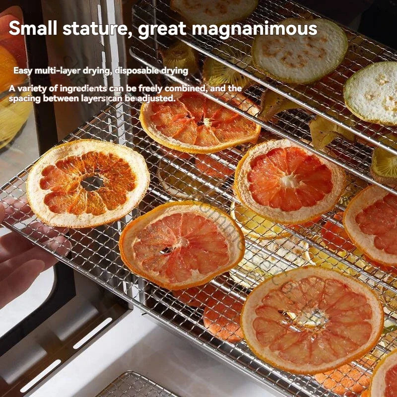 Compact household food dryer, 8-tray multifunctional smart fruit dryer, fruit and food dehydrator.