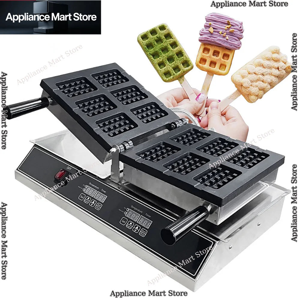 Electric Ice Cream Stick Waffle Maker 1600W 6PCS Popsicle Shape Taiyaki Waffle Machine Square Shape Waffle Iron Non-stick WHYY