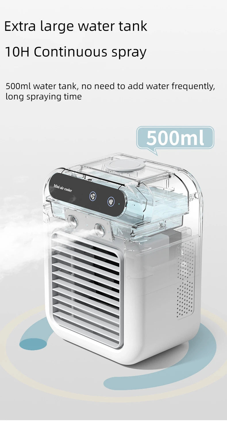 USB Desktop Humidifier Fan Water Tank Mini Air Cooler Portable Cooling Device 1800mAh Lithium Battery Low Voltage Operation Fan