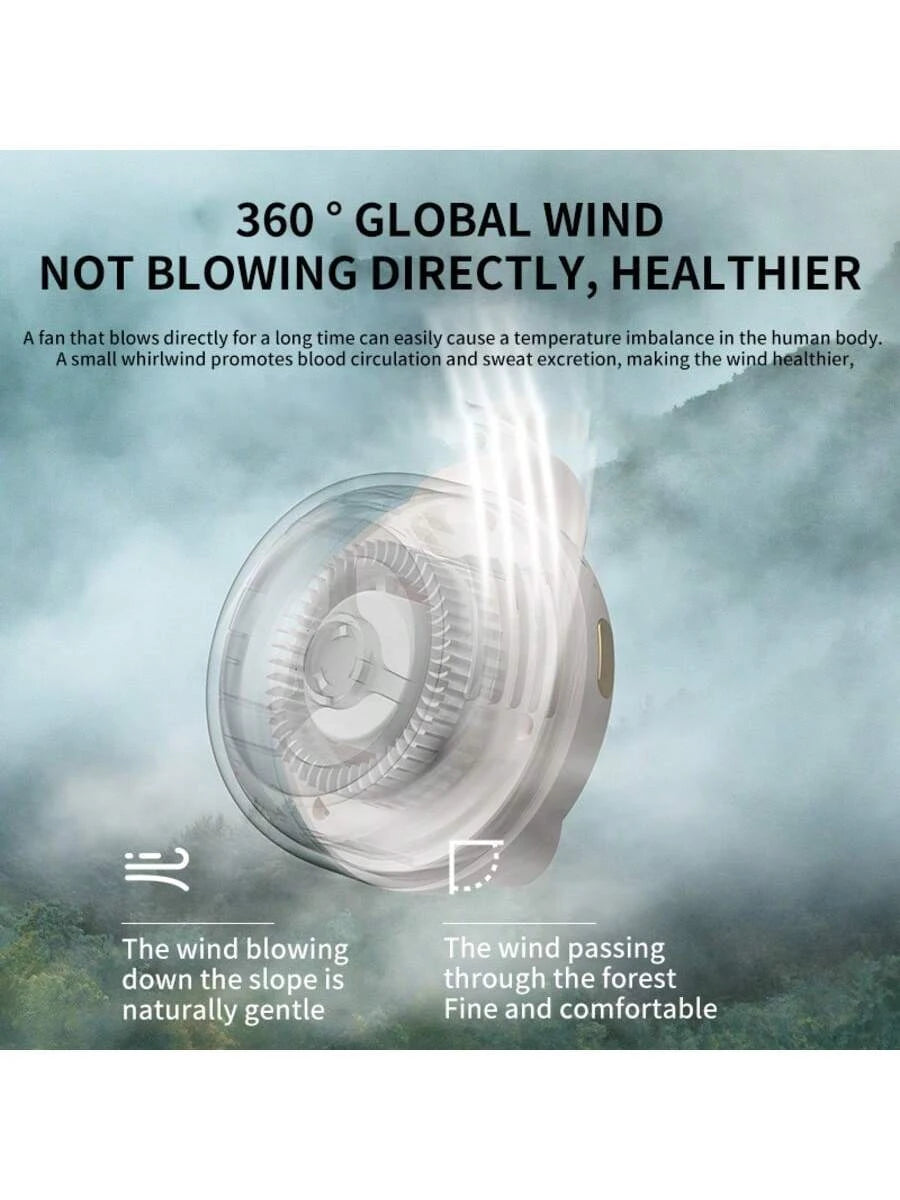 Mini Clip On Outdoor Hanging Neck Fan Suitable For Shirts And Waist, Portable Small Bladeless Fan, 3-speed 360 ° Surround Wind S