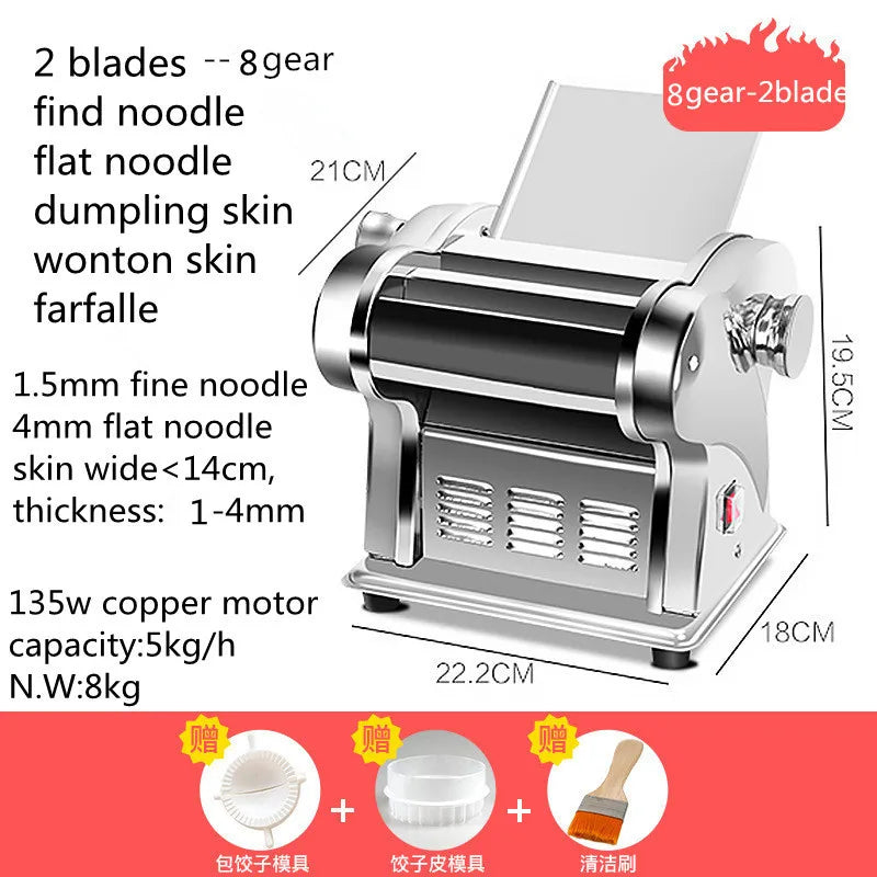 Electric Noodle Making Machine Stainless Steel Pasta Maker Cutting Slicer Noodle Pressing Machine Dough Cutter