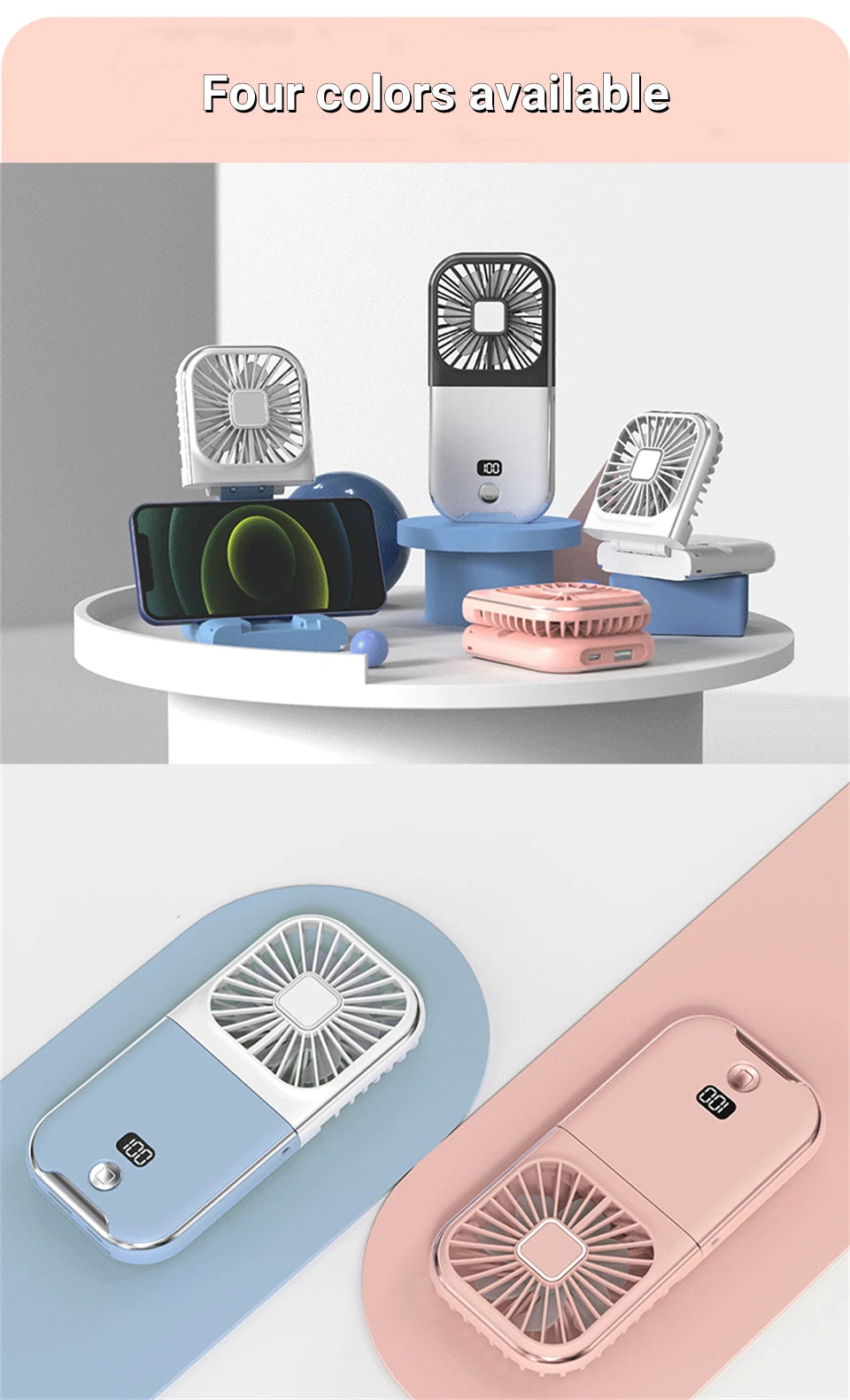 Foldable Hanging Neck Fan Cooling Desktop Refrigeration Handheld USB Mini Fan Camping Mute Ventilador Air Cooler for Sports