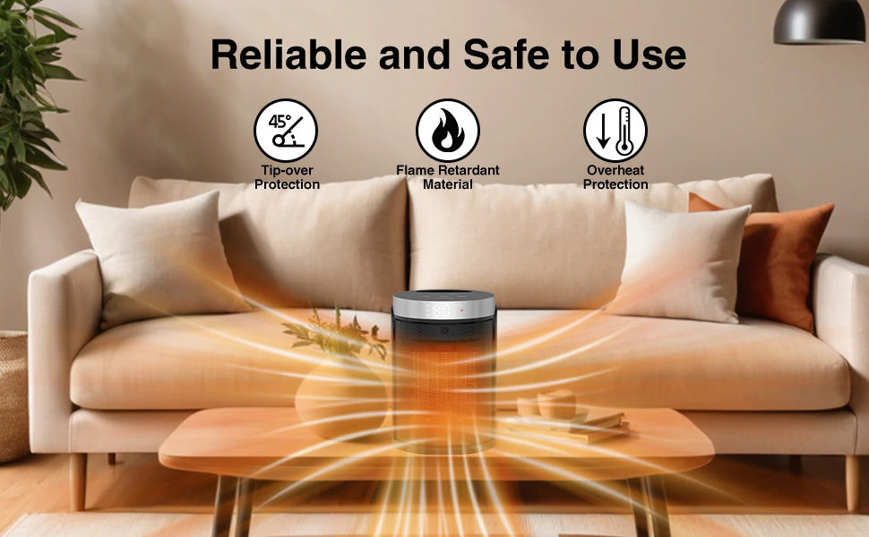 2026 New Upgrade Space Heater, Portable Electric Heaters For Indoor Use,70°Oscillation | Thermostat, Remote Control