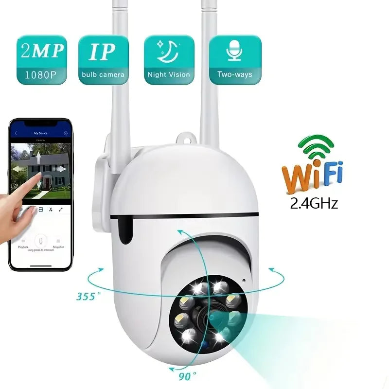 8MP WiFi Security Camera 2.4G Home Surveillance with PTZ IR Night Vision Motion Detection Child Monitoring 2 Antennas