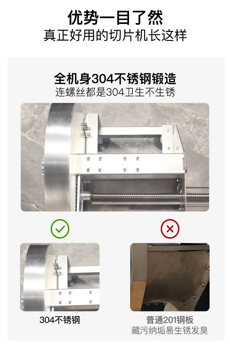Commercial stainless steel electric slicer for cutting garlic and lemon slices, fruit slices and thin slices