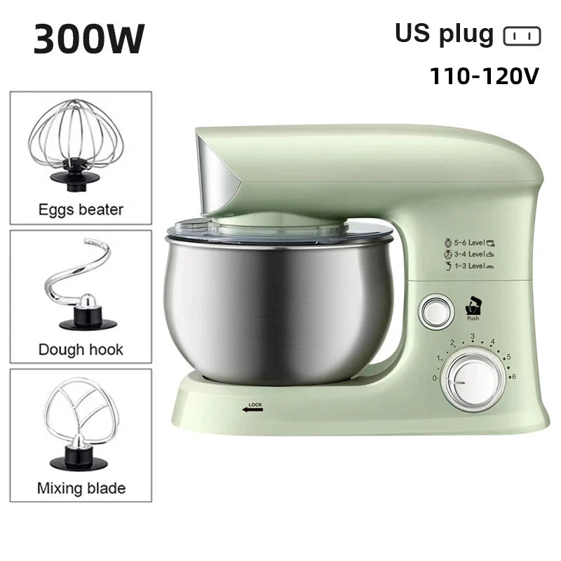 JIQI Stainless Steel Electric Chef Stand Food Mixer Automatic Whisk Eggs Beater Cream Blender Cake Bread Dough Kneading Machine