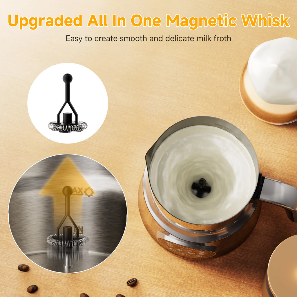 BioloMix Electric Detachable Milk Frother and Steamer,6-in-1 Automatic Hot/Cold Foam and Hot Chocolate Maker,Dishwasher Safe