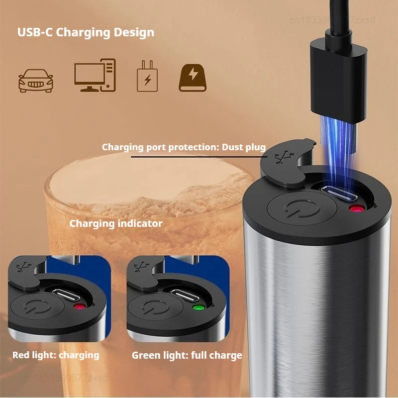 New Electric Milk Frother Household 3 Speeds Rechargeable Coffee Blender Covered Storage for Milk Drink Coffee Cooking Tool