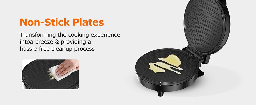 Electric Waffle Cone Maker 1200W Thin Waffle Ice Cream Bowl Egg Roll Machine Smart Control Non-stick Plates with Shaper Roller
