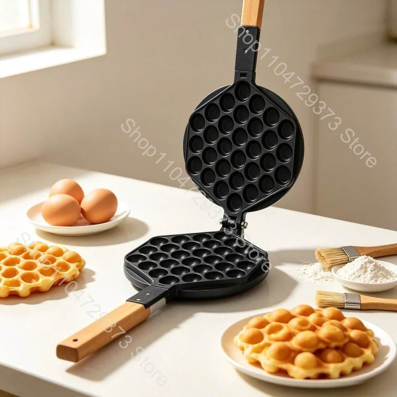 Egg Waffle Baking Mold Aluminum Nonstick Waffle Maker Egg Bubble Baking Mold Plate Pan Tool for Home Commercial Use