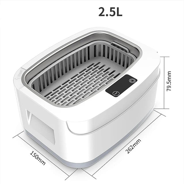 KUNPHY Ultrasonic Machine 2.5 40kHz Jewelry Cleaner Ultrasonic Bath Multifunctional for Mouthguard Razors Dental Parts Cleaning