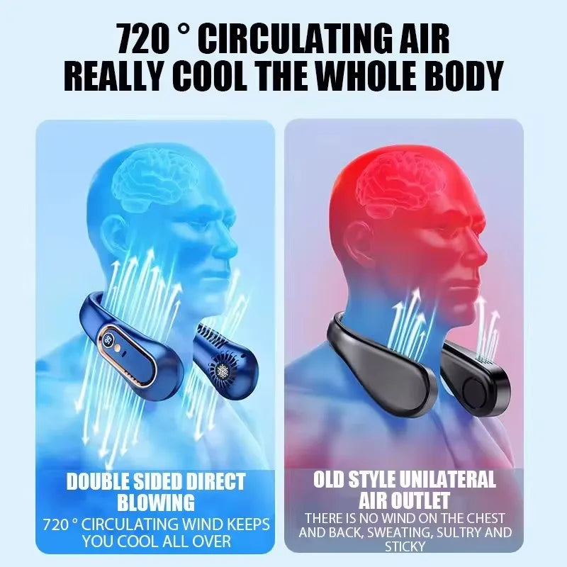 HOT New ceiling fan USB rechargeable portable small fan students office sports digital display ceiling fan hanging neck fan