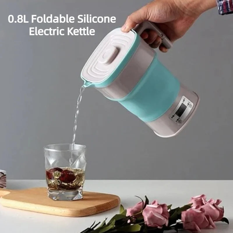 Foldable & Portable Travel Electric Kettle 0.8L Silicone Thermostatic 800W Auto Power Off 110V-240V Universal for Travel & Home