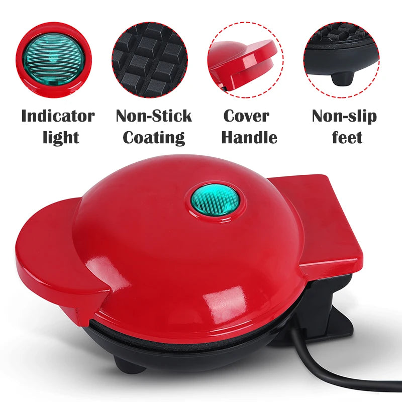 Mini Electric Waffle Maker 110V/220V Non-Stick Breakfast Machine for Home Kitchen Desserts and Fried Eggs