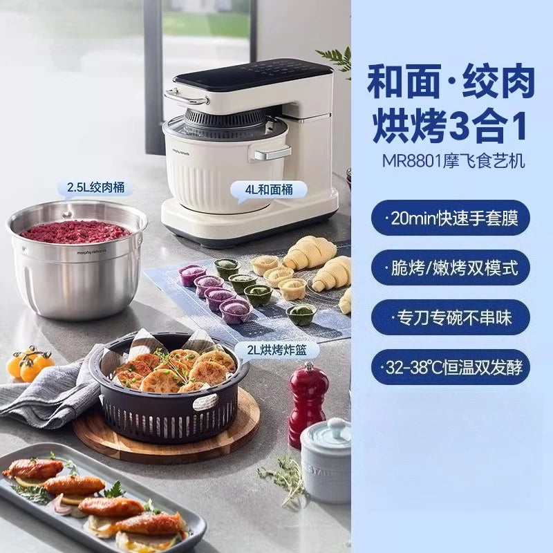 Household Multifunctional Stand Mixer Pasta Maker Dough Kneader Meat Grinder Air Fryer Food Processor