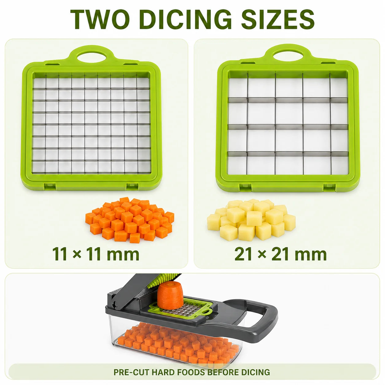 16PCS Vegetable Chopper with Container, 7 Blades Manual Onion Dicer Mandoline Slicer Grater with Drain Basket