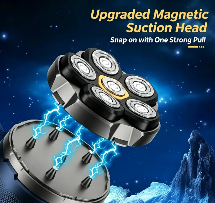 6D Magnetic Electric Head Shaver Waterproof LED Rechargeable Hair Trimmer Bald Men Face Hair Cutting Razor