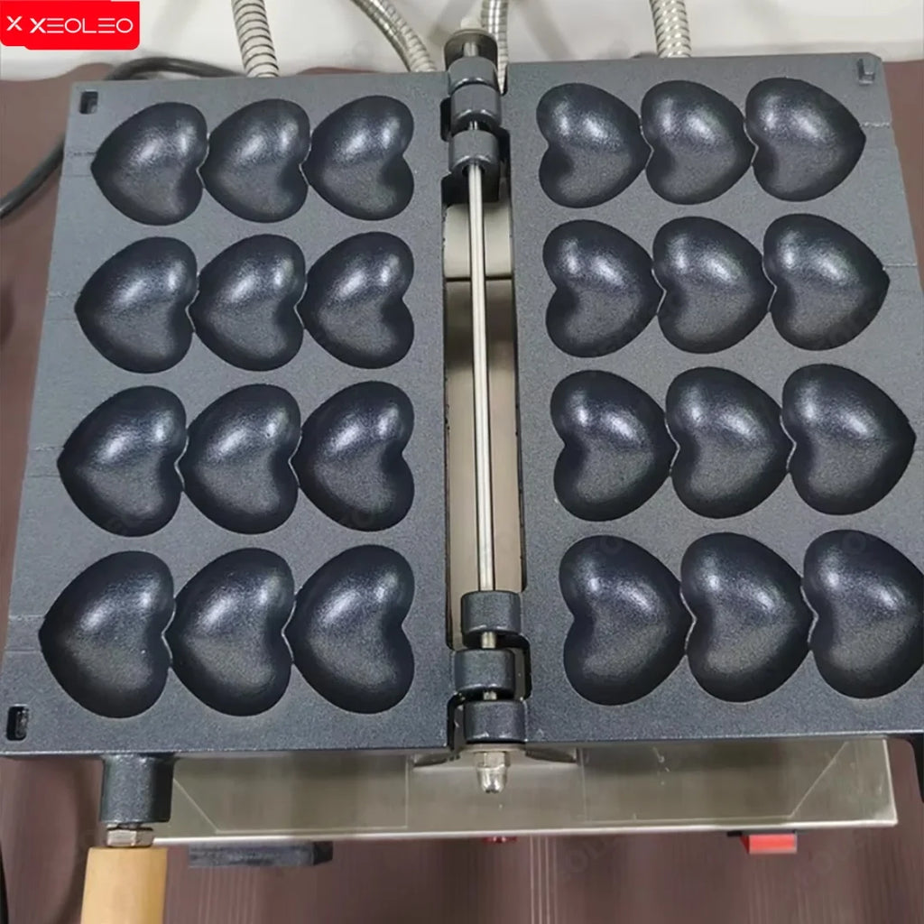 XEOLEO Electric Heart-shaped Waffle Skewer Machine Commercia Stall Egg Waffle Baker Maker Waffle Stick Maker Non-stick