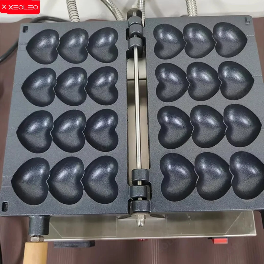 XEOLEO Electric Heart-shaped Waffle Skewer Machine Commercia Stall Egg Waffle Baker Maker Waffle Stick Maker Non-stick