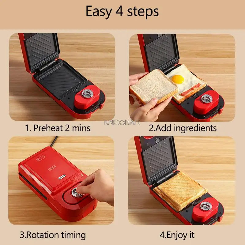 220V Electric Sandwich Maker Waffle Maker Timed Toaster Baking Multifunctional Breakfast Machine takoyaki Pancake Sandwichera