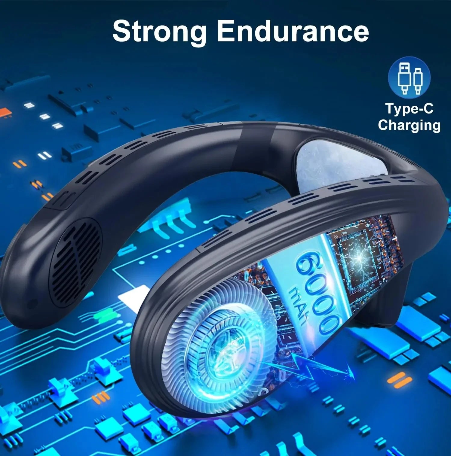 New Portable Neck Fan 5200mAh Neck Air Conditioner Rechargeable Semiconductor Cooling Fan Outdoor Personal Fan Wearable Cooler