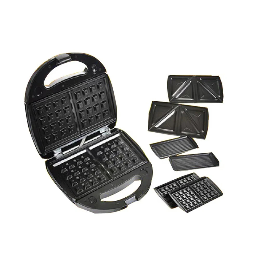 DMWD 3in1 Electric Mini Egg Waffle Sandwich Maker Grilling Plates Breakfast Baking Machine Panini Toaster Bread Frying Pan EU