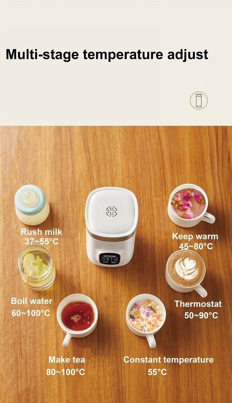 650ml Electric Water Cup Portable Temperature Control 304 Stainless Steel Electric Kettle Thermos Cup Travel Hot Water Kettle