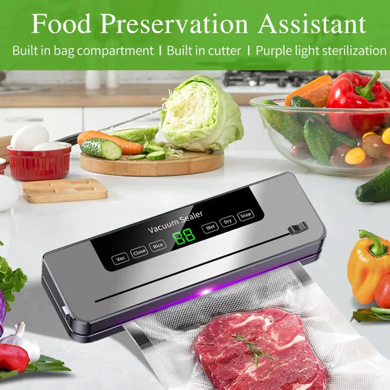 Mi Electric Vacuum Sealer Machine Dry/Wet Food Packaging Vacuum Sealing BagsFood Storage Vacuum Packaging Machine for Kitchen