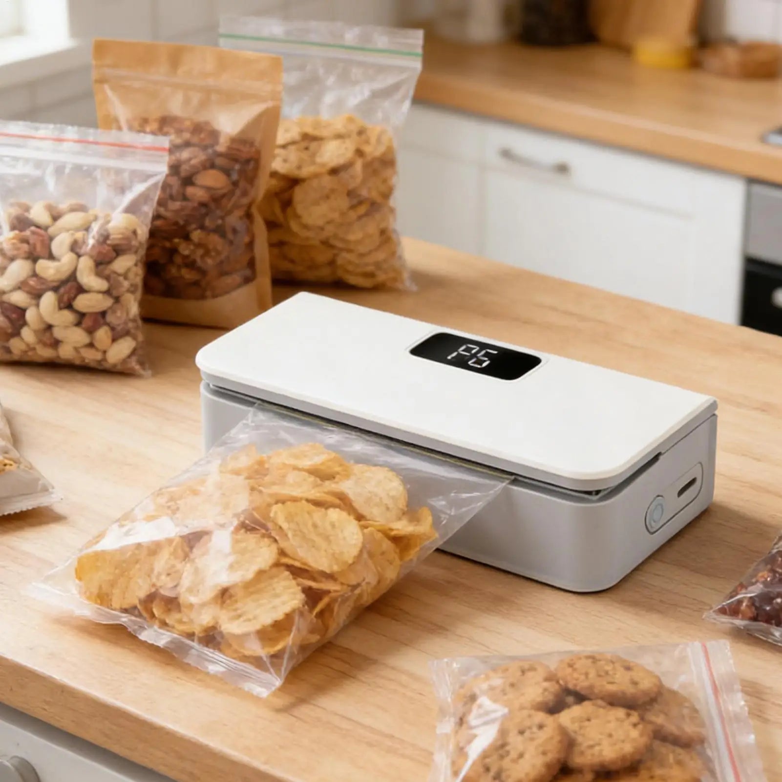 Electric Handheld Sealer Machine Mini Sealer 6-Mode Rechargeable Magnetic with Cutter for Home Kitchen Restaurant Snack Chip