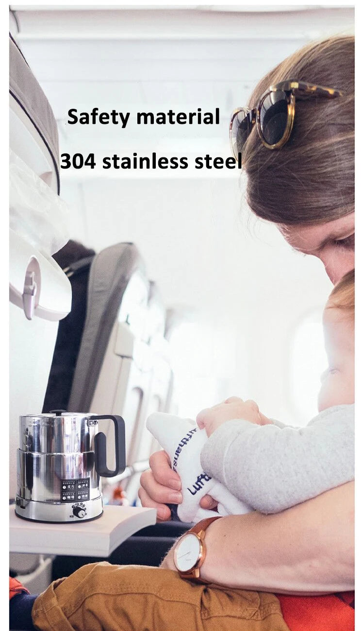 110V/220V Folding Electric Kettle Switchable Voltage Kettle Travel Portable Pot 304 Stainless Steel Adjustable Temperature Pot
