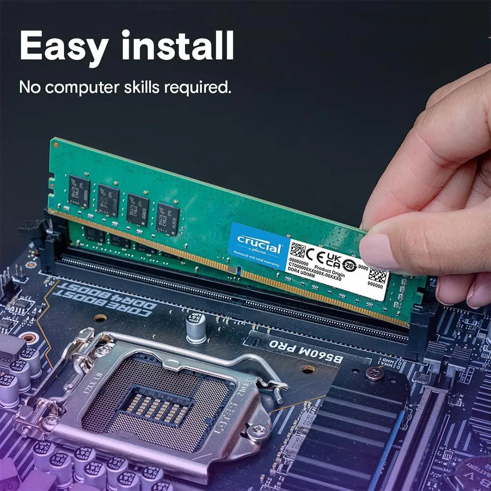 Crucial Memory Desktop RAM DDR4 16GB 4GB 8GB 3200MHz 2133 2400 2666MHz DIMM 288Pin PC4-21300 25600 19200 17000 Non-ECC PC RAMs