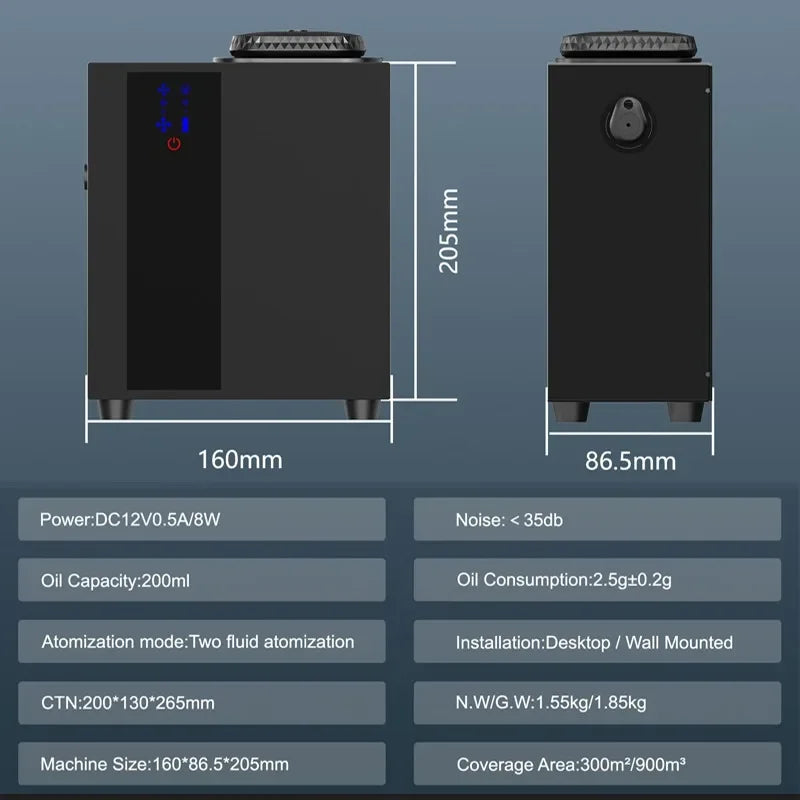 A300 HVAC Fragrance Scent Aroma Machine Bluetooth/wifi Electric Perfume Oil Diffuser for Hotel Lobby 200ml App Control 900cbm