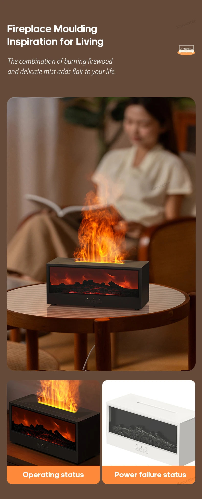 Creative Fireplace Aroma Diffuser Flame Air Humidifier Colorful Lights W/ Remote for Home Office Holiday Gifts/Essential Oil Set