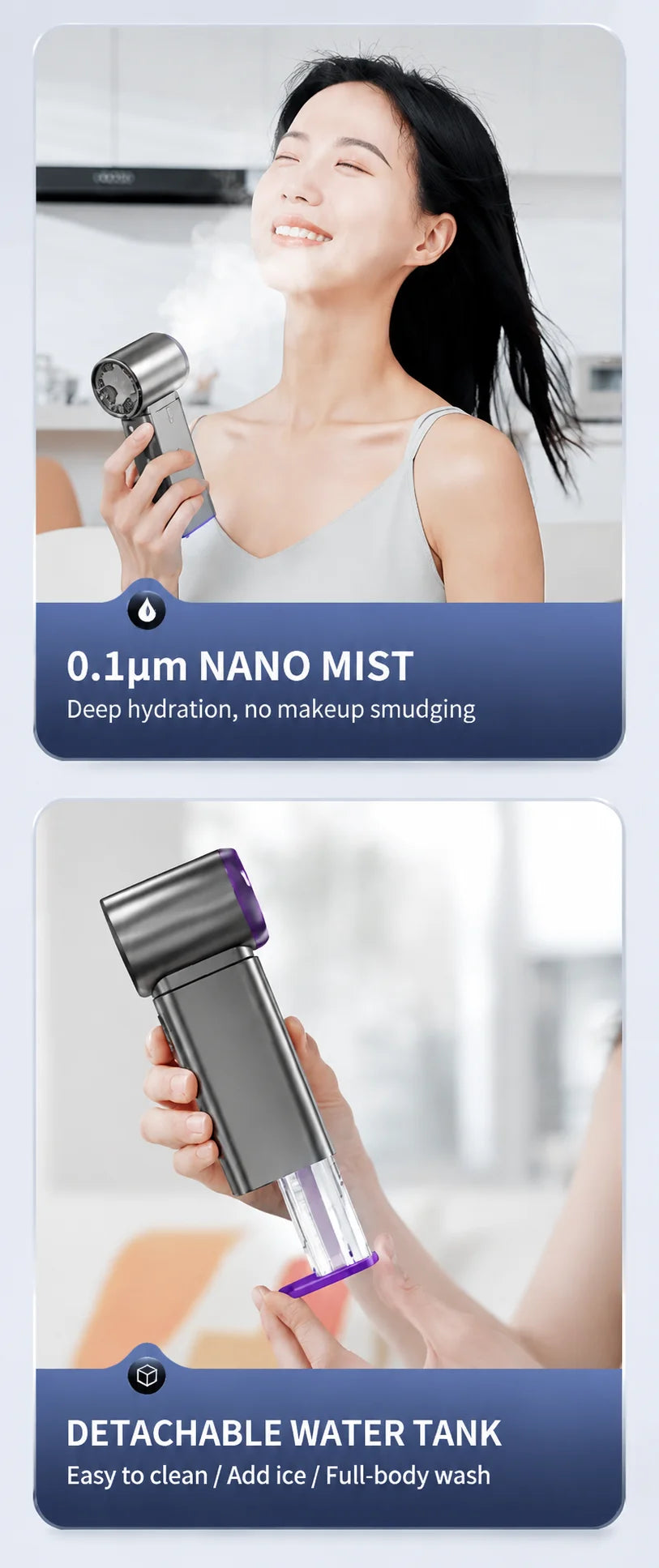 Portable Mist Cooling Fan Humidifier Ice Water Instant Cooler 199-Speed Turbo Handheld Fan Rechargeable Mini Air Conditioner Fan