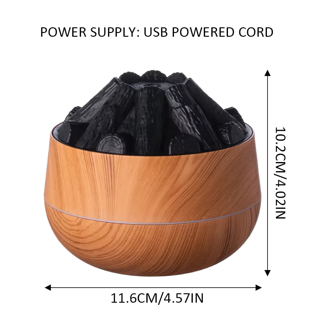 2026 Simulation Flame Cool Mist Humidifier 300ml Ultrasonic w/ Night Light, Silent Desktop for Bedroom Office Home