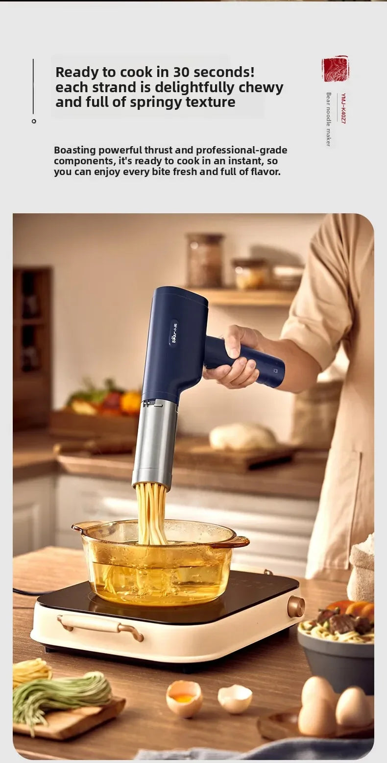 Wireless Handheld Electric Noodle Machine 5 Interchangeable Dies Stainless Steel Auto Pasta Maker Easy Clean Long Lasting
