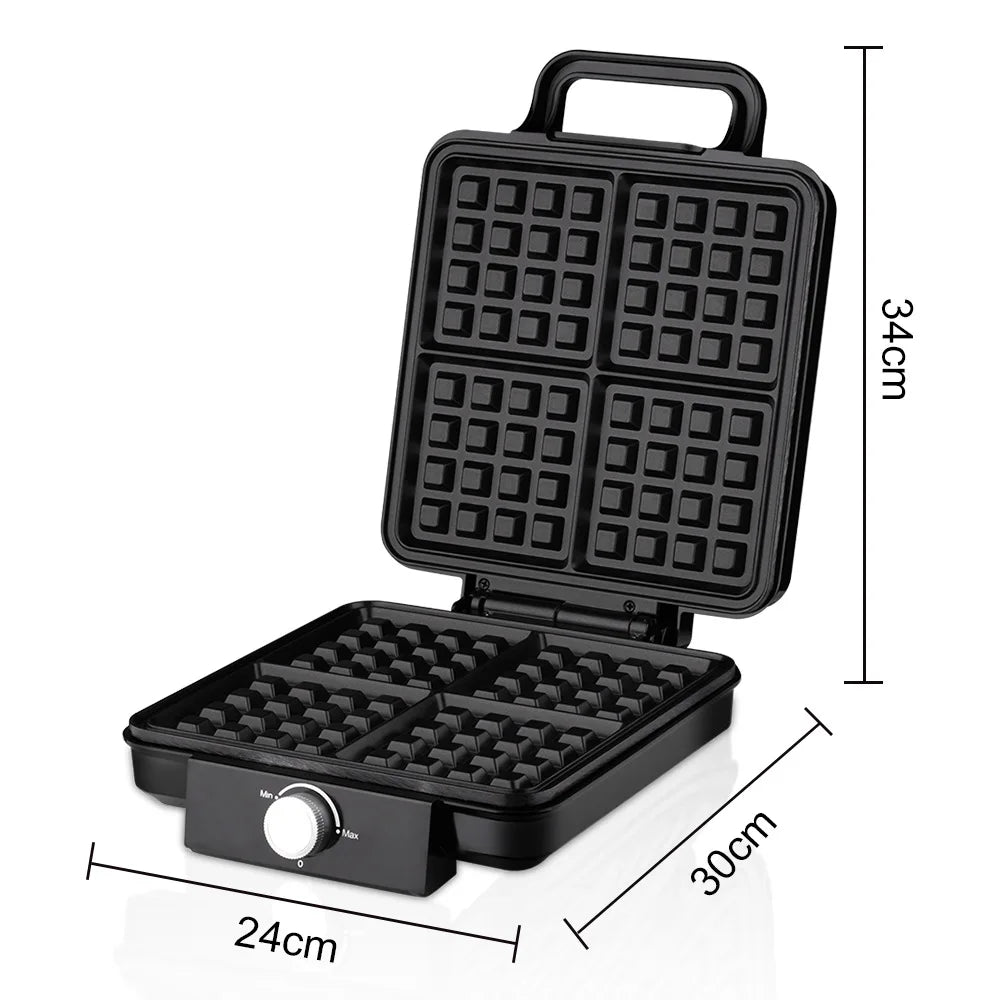 4-Slice Belgian Waffle Maker 1500W Double Heating Non-Stick Egg Cake Oven Pancake Egg Waffle Cake Machine Temperature Control