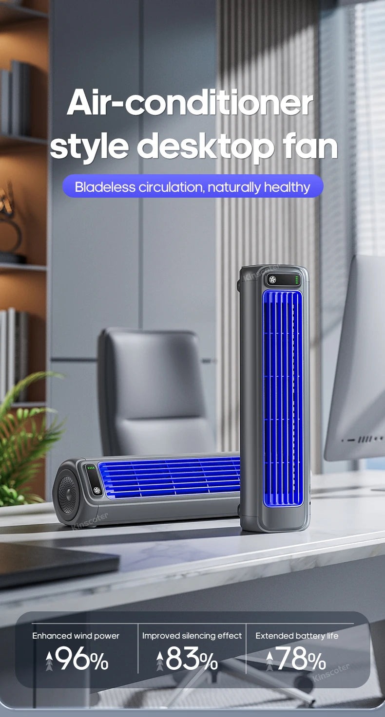 KINSCOTER Desktop Air Conditioner Fan No Drilling 3 Speeds Cooling Rechargeable Wall Mount Fan Silent for Home Kitchen Bathroom