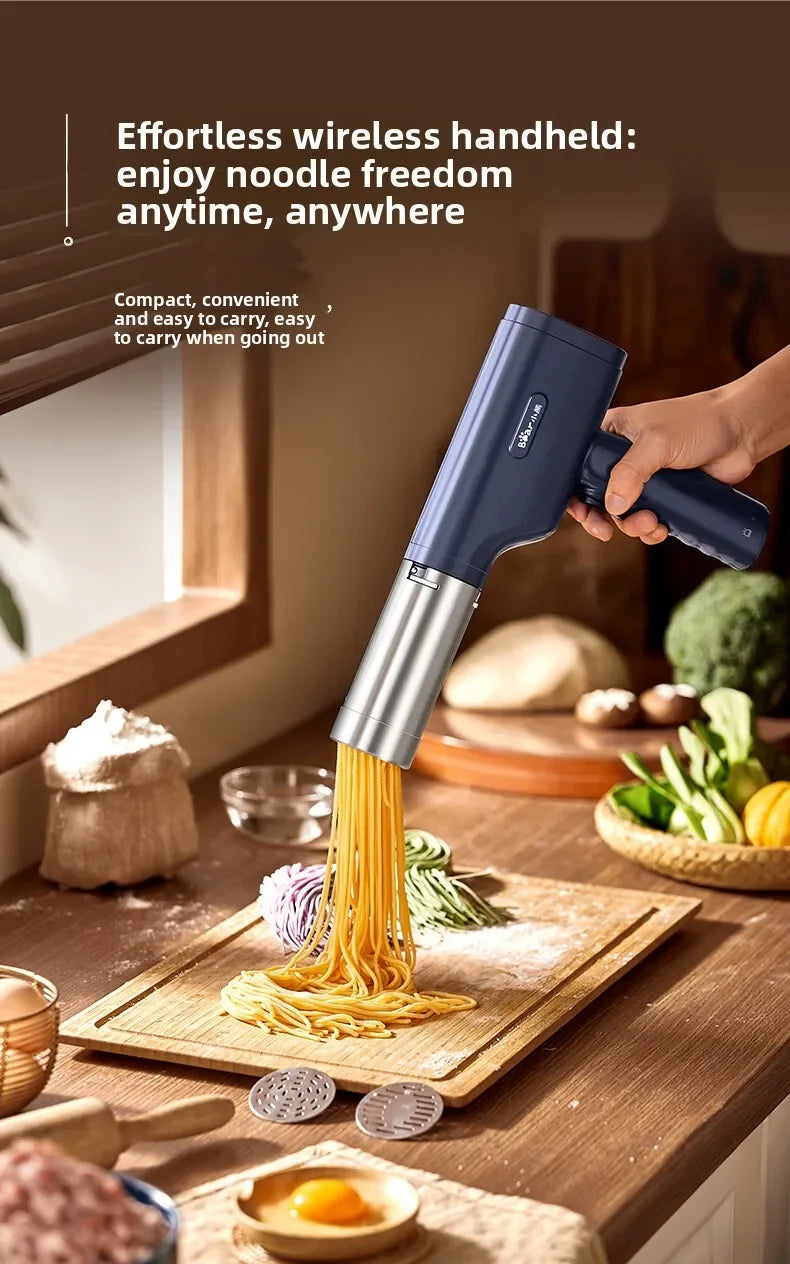 Wireless Handheld Electric Noodle Machine 5 Interchangeable Dies Stainless Steel Auto Pasta Maker Easy Clean Long Lasting