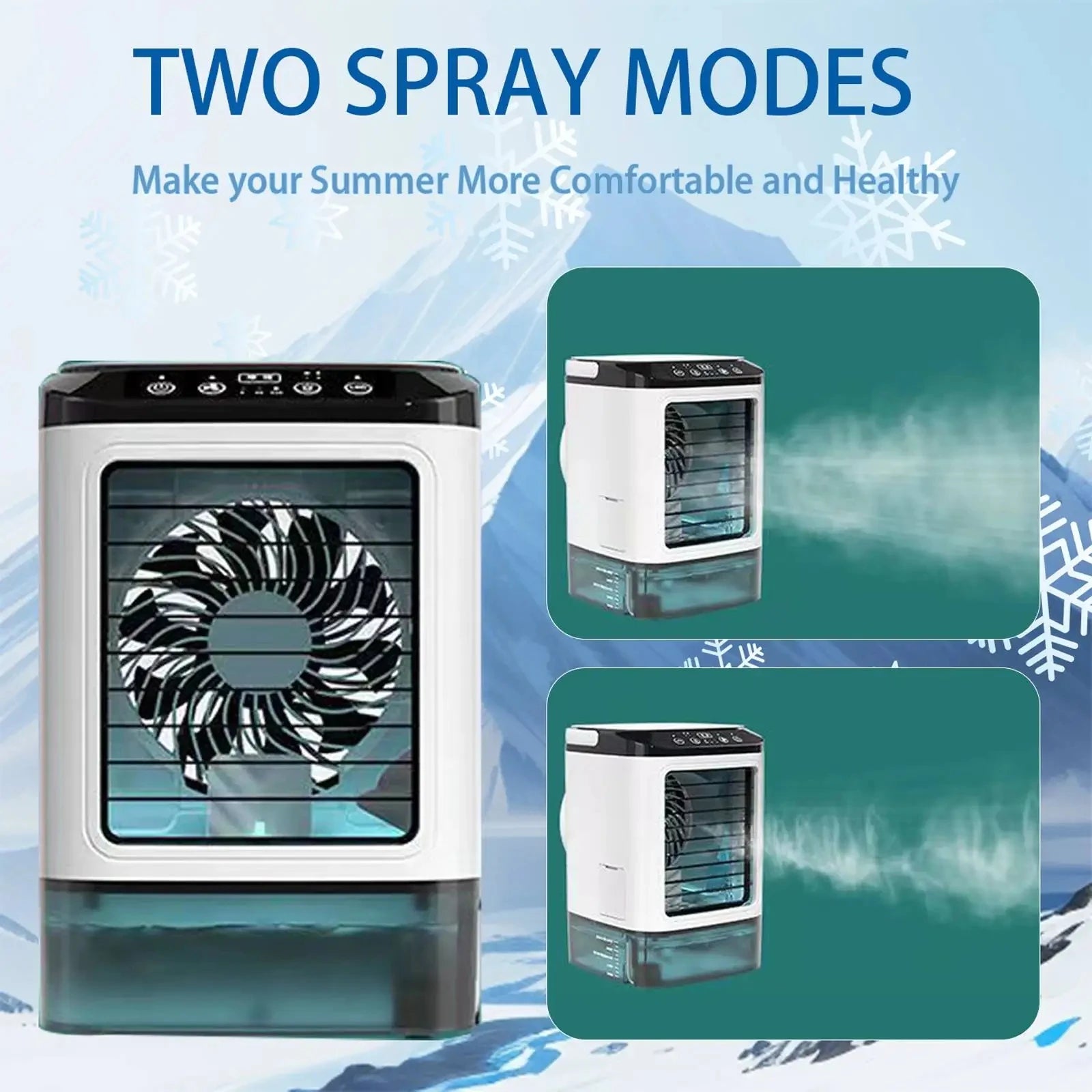 Portable Air Conditioner 3-Speed Small AC Unit Mini Air Cooler 900ML Water Tank Electric Fan With Humidifier for Bedroom Office