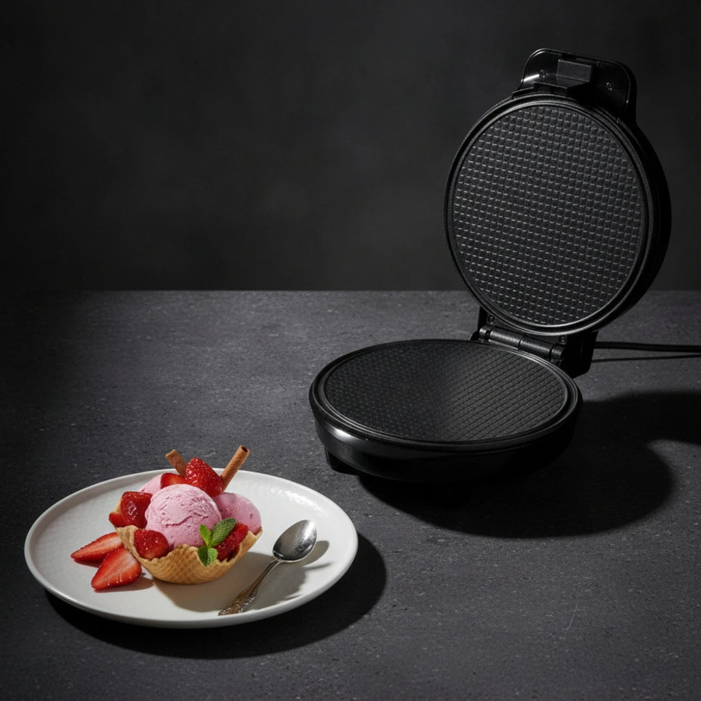 Waffle Cone Maker Electric Waffle Cone Baker Appliance 1000W Machine Space-Saving for Home Cooks, Kitchen Countertop