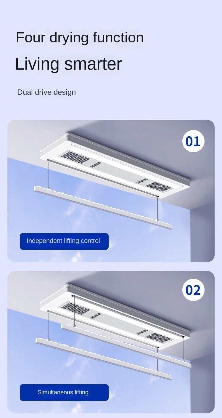 Smart Automatic Ceiling-Mounted Intelligent Lift Electric Laundry Dryer Supply Foldable Clothes Drying Rack for Balcony