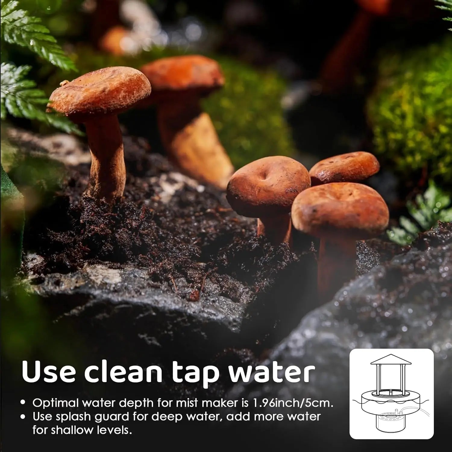 Ultrasonic Mist Maker Fogger USB Humidifier Colorful LED Lights 5V Pond Fountain Atomizer for Pond Rockery with Splash Guard