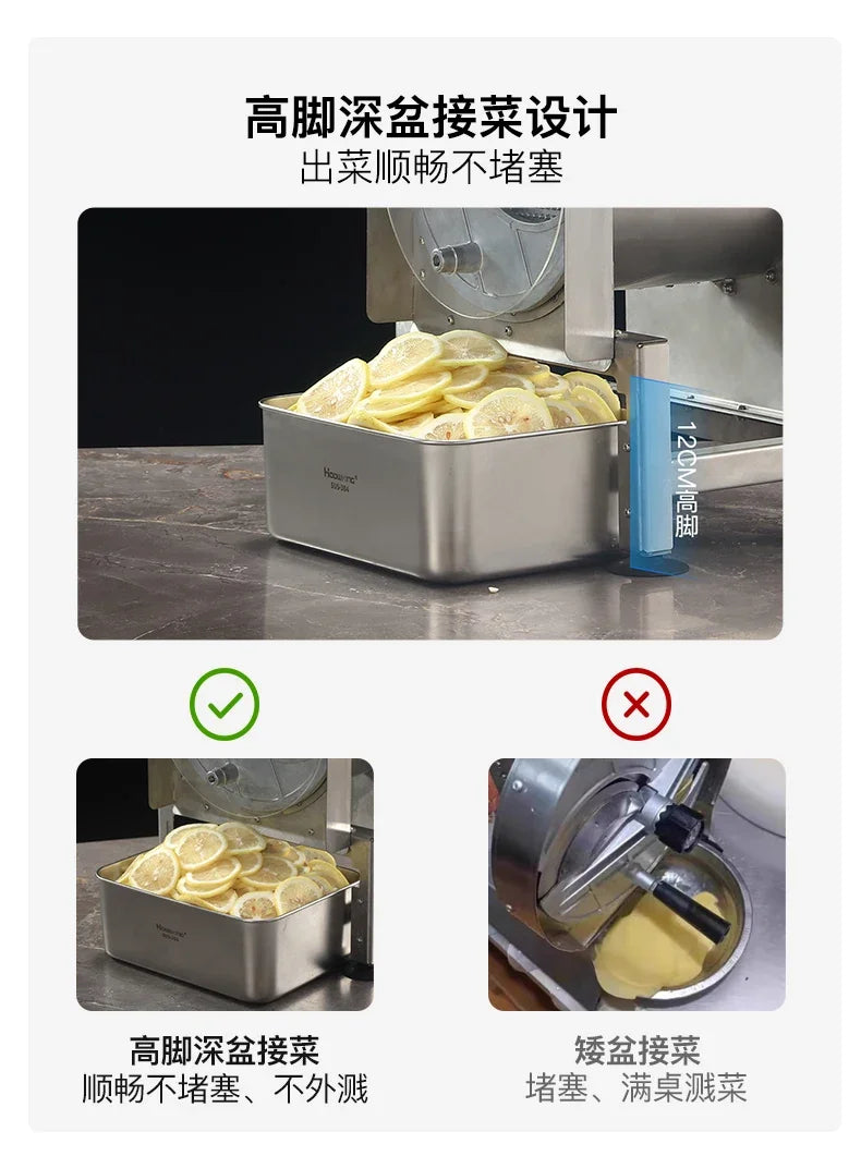 Commercial stainless steel electric slicer for cutting garlic and lemon slices, fruit slices and thin slices