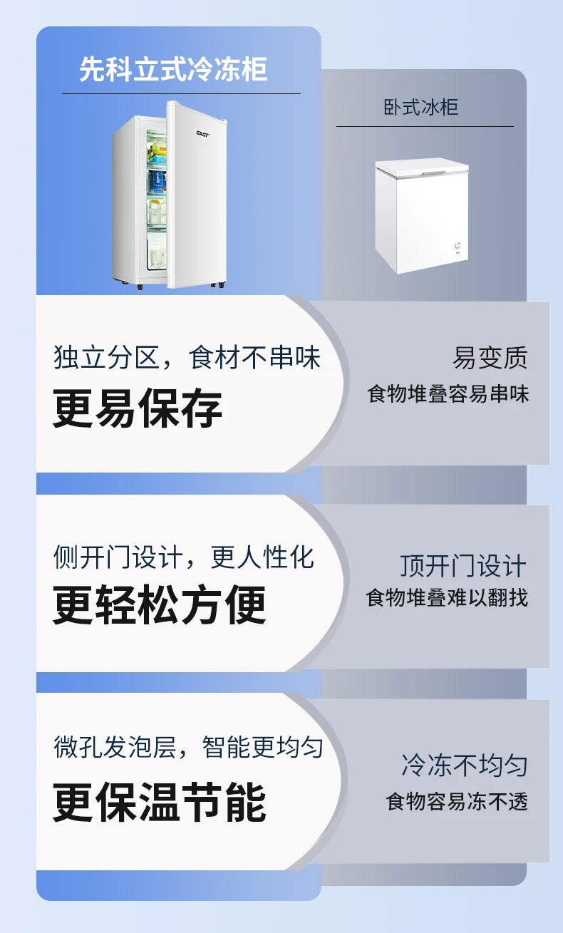 ZMLFreezer Vertical Full Freezer Side Open Door Freezer Small Drawer Air Cooled Frost Free