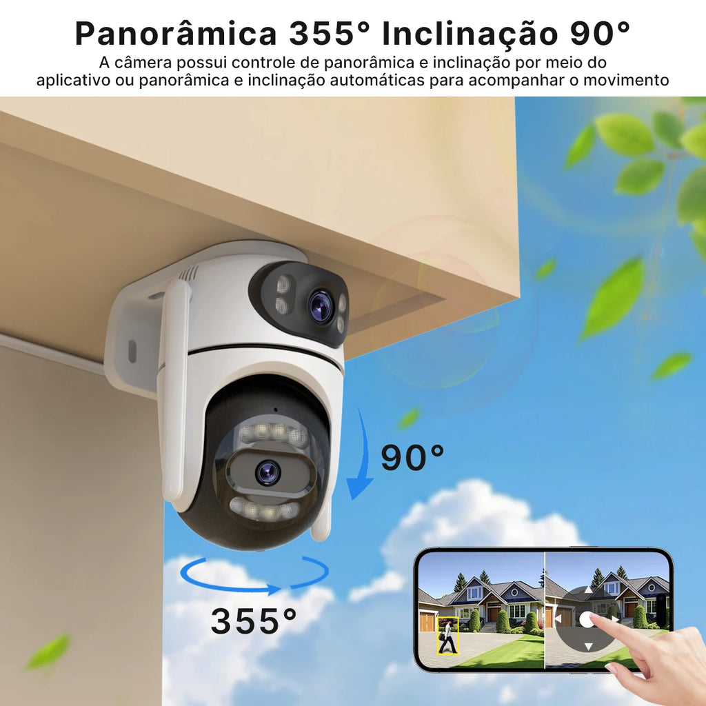 Icsee Wifi Ip Camera Dual Screen Home Security Ptz Camera Ai Tracking Outdoor Video Surveillance Cctv