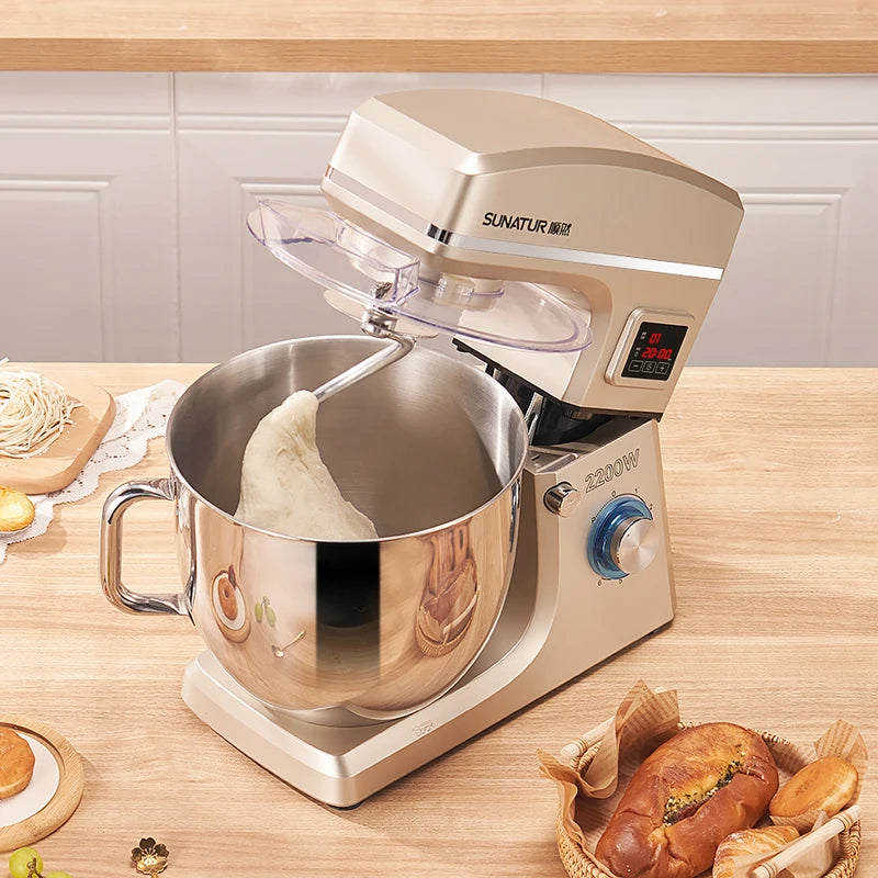 SUNATUR 10L Stand Mixer 2200w Dough Kneading Planetary Proccessor Automatic Beater Electric Timed Kitchen Blender Cream Whipper
