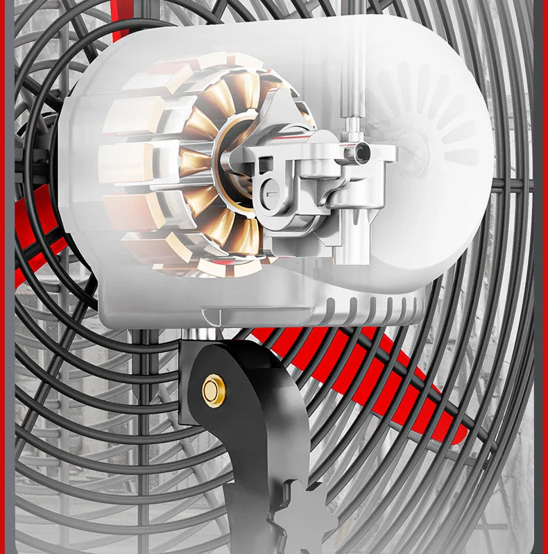 High Power Industrial Wall Mounted Fan Wire Control Adjustable Wind Power Shaking Head Horn Metal Blade Commercial Wall Fan