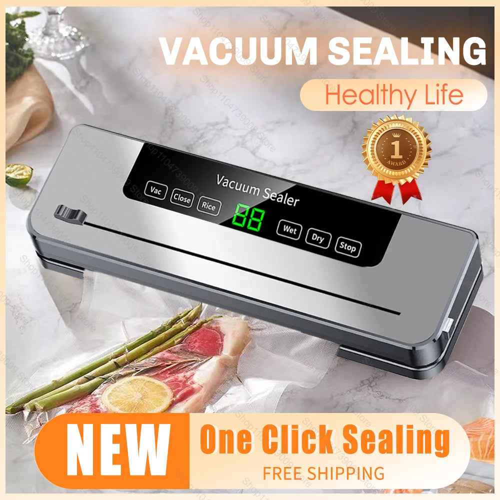 Electric Vacuum Sealer Built-in Cutter Kitchen Food Storage Seal Touch Button Dry/Wet Food Sealing Vacuum Packaging Machine