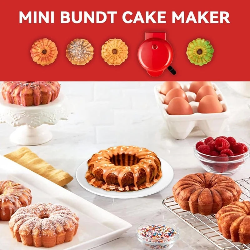 110V Heart Waffle Maker Mini Cake Maker Double-Sided Heating Doughnut Portable Breakfast Machine Breakfast Mold Kitchen Supplies